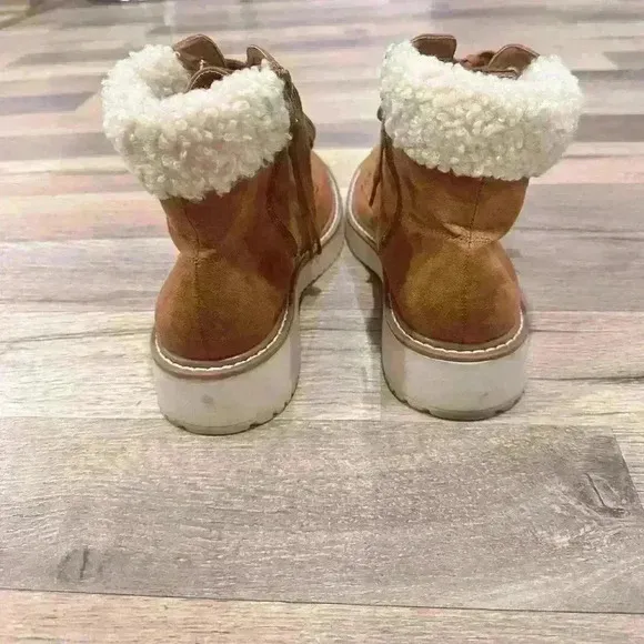 Madden Girl Cognac Faux Fur Boots for Women Sz. 8