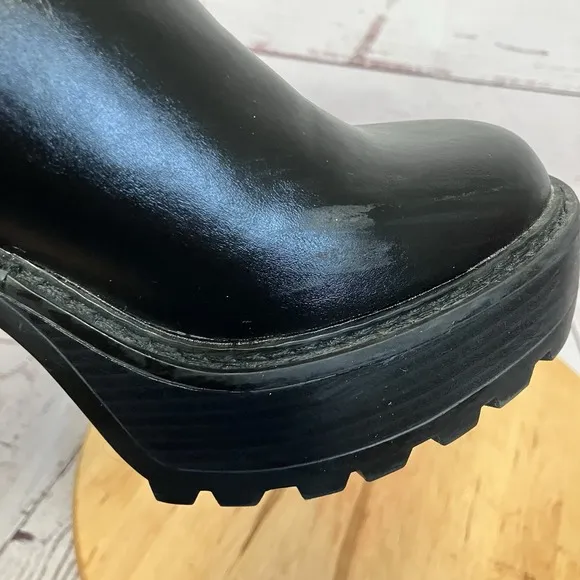 Madden Girl Kraze Boots Womens Sz 10 Black Chunky Blcok Heel Y2k Goth Round Toe