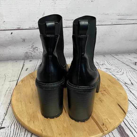Madden Girl Kraze Boots Womens Sz 10 Black Chunky Blcok Heel Y2k Goth Round Toe