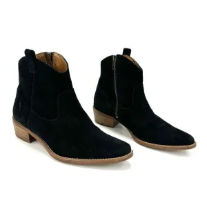 MADEWELL 1937 FOOTWEAR &quot;BARNWOOD&quot; BLACK SUEDE COWGIRL/COWBOY ANKLE BOOTS/BOOTIES