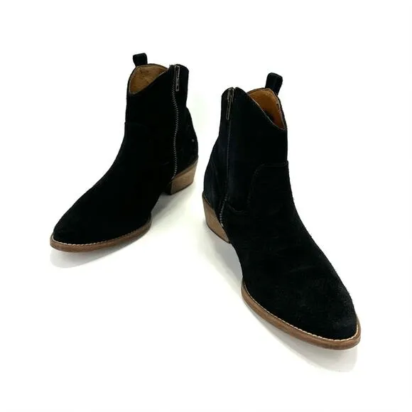 MADEWELL 1937 FOOTWEAR &quot;BARNWOOD&quot; BLACK SUEDE COWGIRL/COWBOY ANKLE BOOTS/BOOTIES