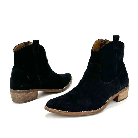 MADEWELL 1937 FOOTWEAR &quot;BARNWOOD&quot; BLACK SUEDE COWGIRL/COWBOY ANKLE BOOTS/BOOTIES