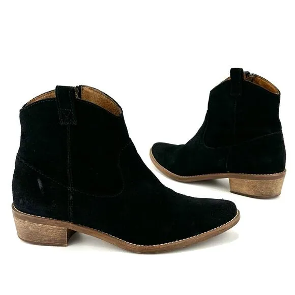 MADEWELL 1937 FOOTWEAR &quot;BARNWOOD&quot; BLACK SUEDE COWGIRL/COWBOY ANKLE BOOTS/BOOTIES