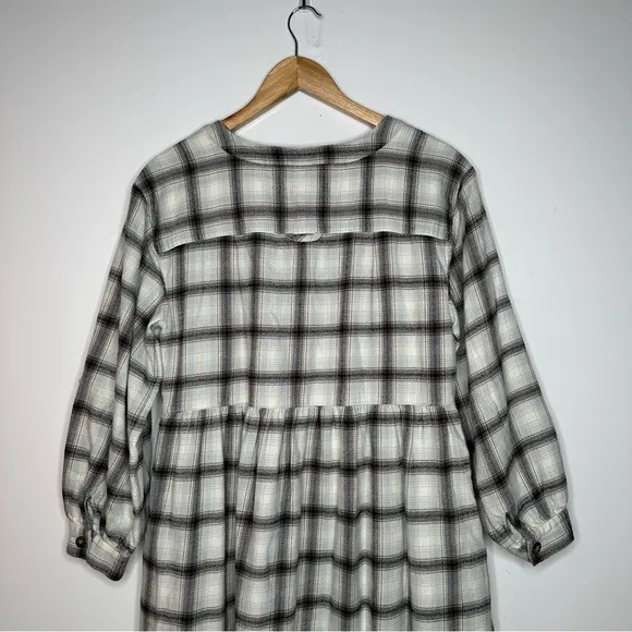 Madewell Celestial Blue Flannel Button-Front Midi Dress Size 6