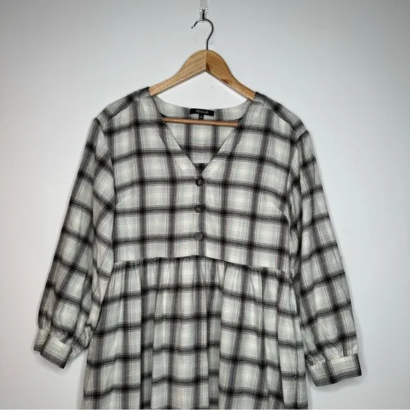 Madewell Celestial Blue Flannel Button-Front Midi Dress Size 6