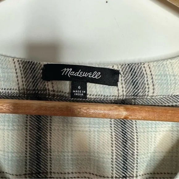 Madewell Celestial Blue Flannel Button-Front Midi Dress Size 6