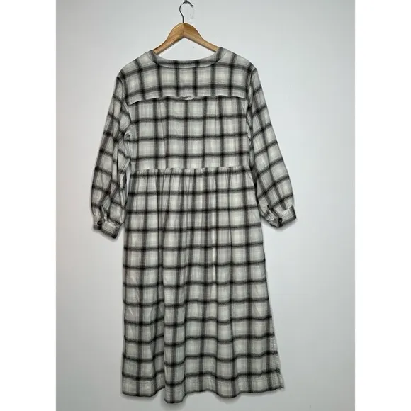 Madewell Celestial Blue Flannel Button-Front Midi Dress Size 6