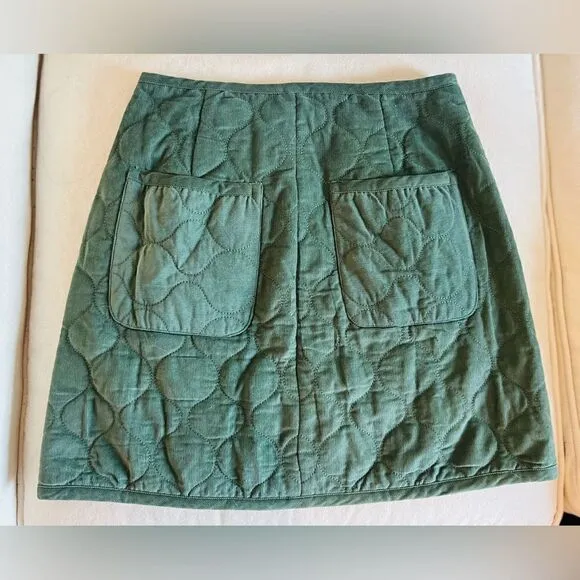 MADEWELL Corduroy Quilted Mini Skirt: SIMPLY SAGE Size 00 Style number NB889