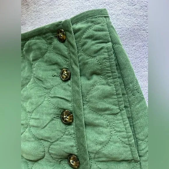 MADEWELL Corduroy Quilted Mini Skirt: SIMPLY SAGE Size 00 Style number NB889