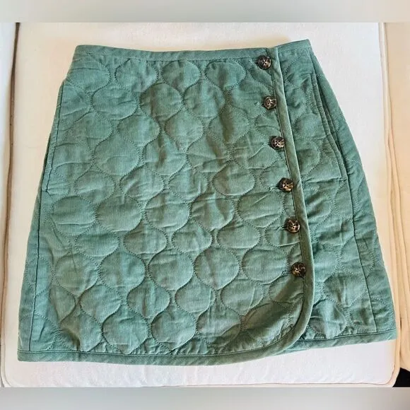 MADEWELL Corduroy Quilted Mini Skirt: SIMPLY SAGE Size 00 Style number NB889