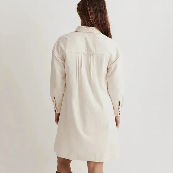 Madewell Cream Corduroy Mini Shirt Dress Size XXS