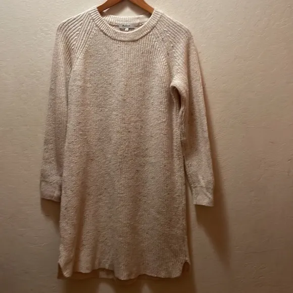 Madewell Curved-Hem Cream Sweater Dress Size Small