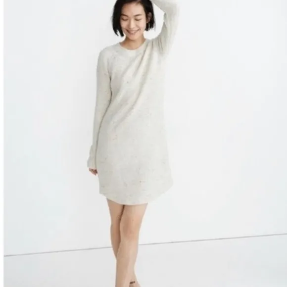 Madewell Curved-Hem Cream Sweater Dress Size Small