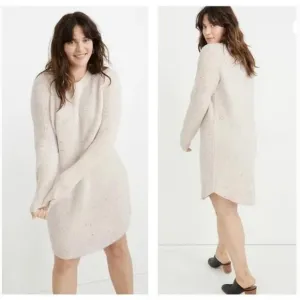 MADEWELL Curved Hem Sweater Dress Donegal Peal Ivory {3N6}