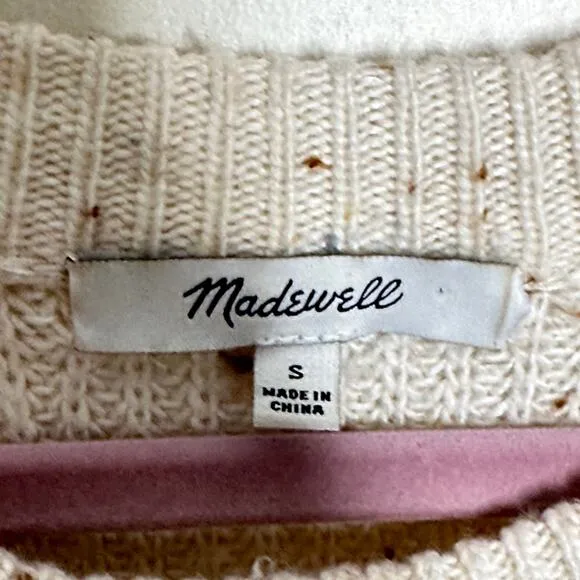 MADEWELL Curved Hem Sweater Dress Donegal Peal Ivory {3N6}