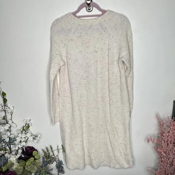 MADEWELL Curved Hem Sweater Dress Donegal Peal Ivory {3N6}