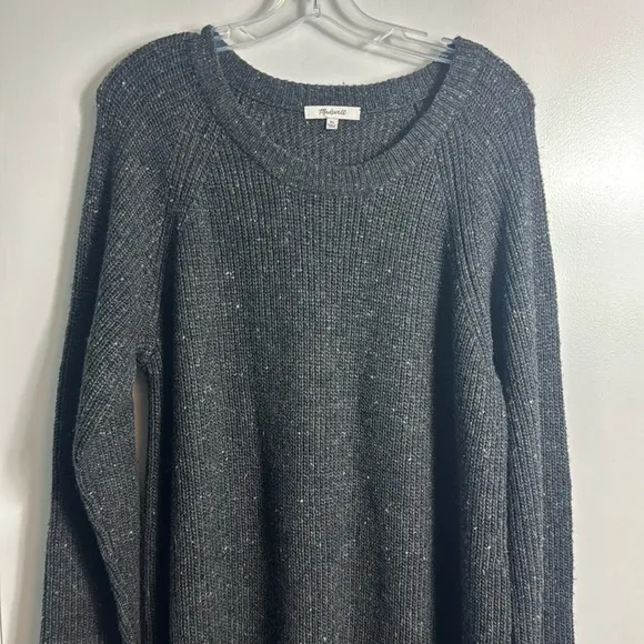 Madewell Curved-Hem Sweater Dress Gray Wool Blend Size XL Minimalist