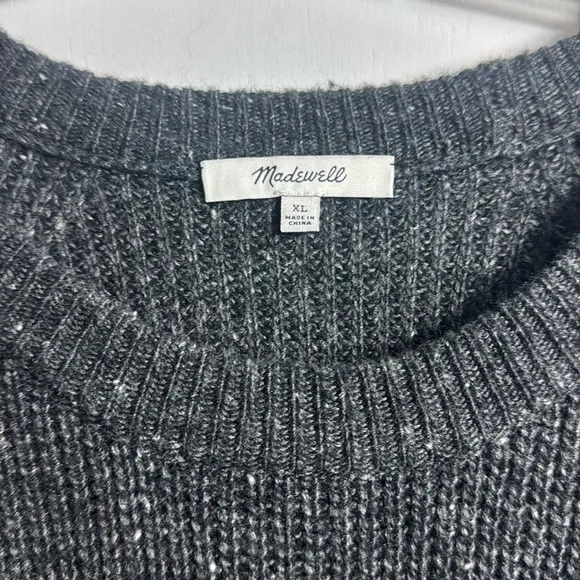 Madewell Curved-Hem Sweater Dress Gray Wool Blend Size XL Minimalist