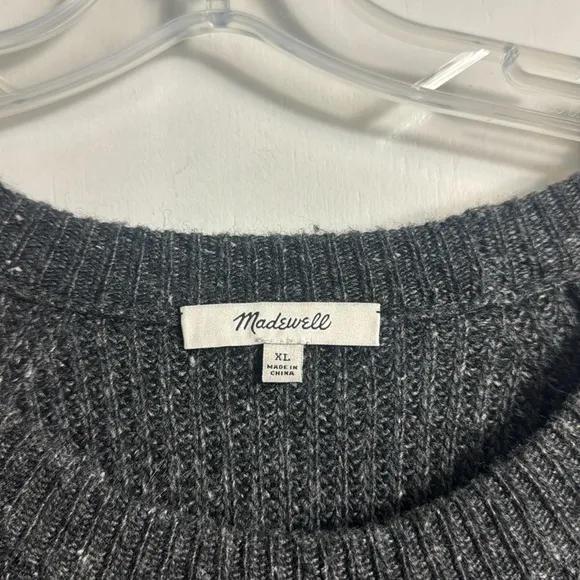 Madewell Curved-Hem Sweater Dress Gray Wool Blend Size XL Minimalist