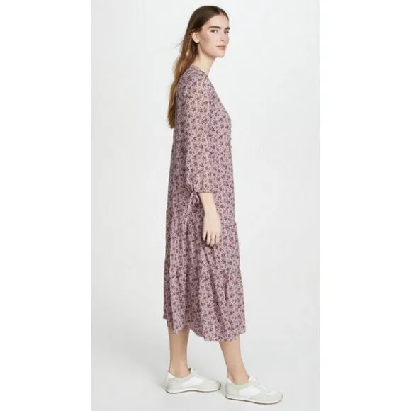 💕MADEWELL💕 Long-Sleeve Tiered Dress ~ Branch Floral XS NWOT