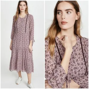💕MADEWELL💕 Long-Sleeve Tiered Dress ~ Branch Floral XS NWOT