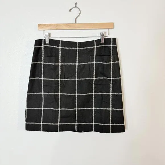 Madewell Museum Patch-Pocket Mini Skirt in‎ Windowpane Size 10