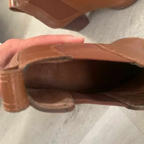 MADEWELL Regan boot pull on Boots Size 8.5 Saddle BROWN Booties Short Heeled