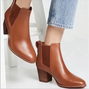 MADEWELL Regan boot pull on Boots Size 8.5 Saddle BROWN Booties Short Heeled