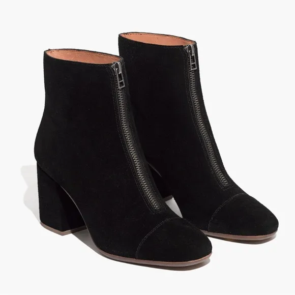 Madewell The Amalia Zip Boot in Black Suede S-290 Sz 9