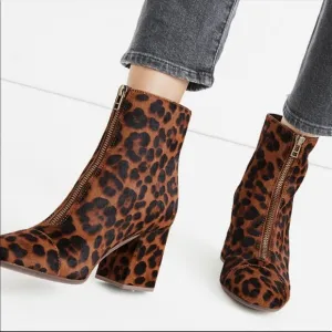 Madewell The Amalia Zip Boot in Leopard Calf Hair
