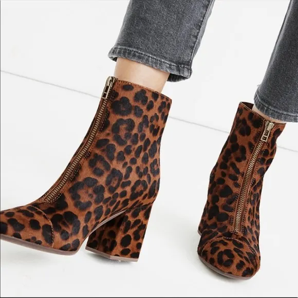 Madewell The Amalia Zip Boot in Leopard Calf Hair