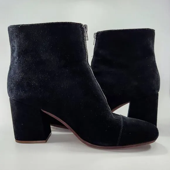 Madewell The Amalia Zip Boot in Suede True Black Size 10 Ankle Bootie EUC