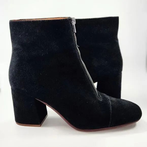 Madewell The Amalia Zip Boot in Suede True Black Size 10 Ankle Bootie EUC