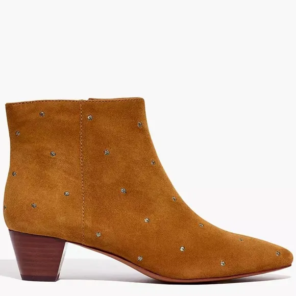 Madewell The Bea Boots in Embroidered Camel Brown Suede size 6