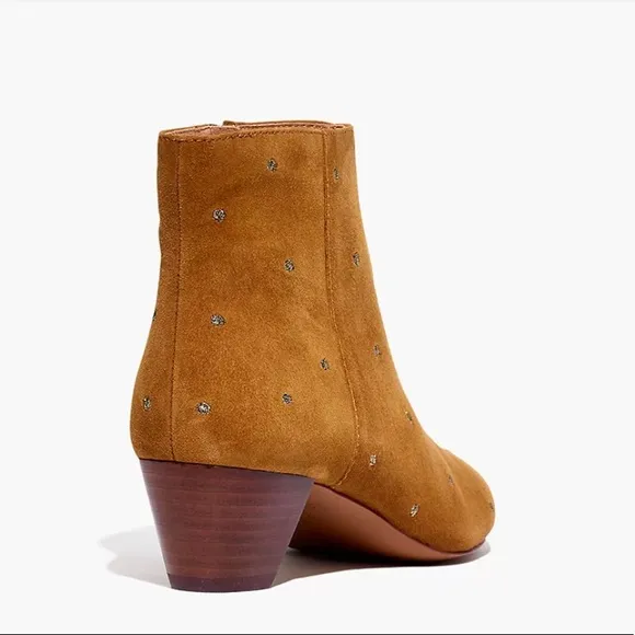 Madewell The Bea Boots in Embroidered Camel Brown Suede size 6