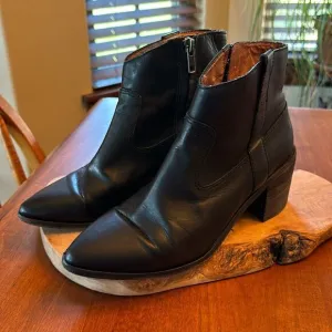 Madewell The Hailie Black Leather Ankle Boot - 6.5
