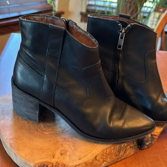 Madewell The Hailie Black Leather Ankle Boot - 6.5