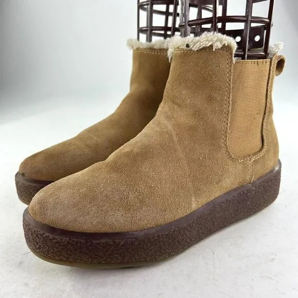 Madewell The Toasty Chelsea Boots Womens US 7 Suede Faux Fur Lined Pull On Booti
