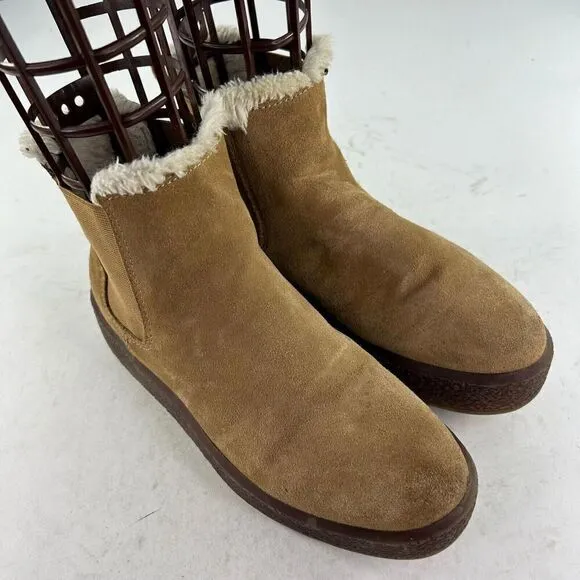 Madewell The Toasty Chelsea Boots Womens US 7 Suede Faux Fur Lined Pull On Booti