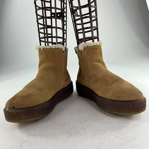 Madewell The Toasty Chelsea Boots Womens US 7 Suede Faux Fur Lined Pull On Booti