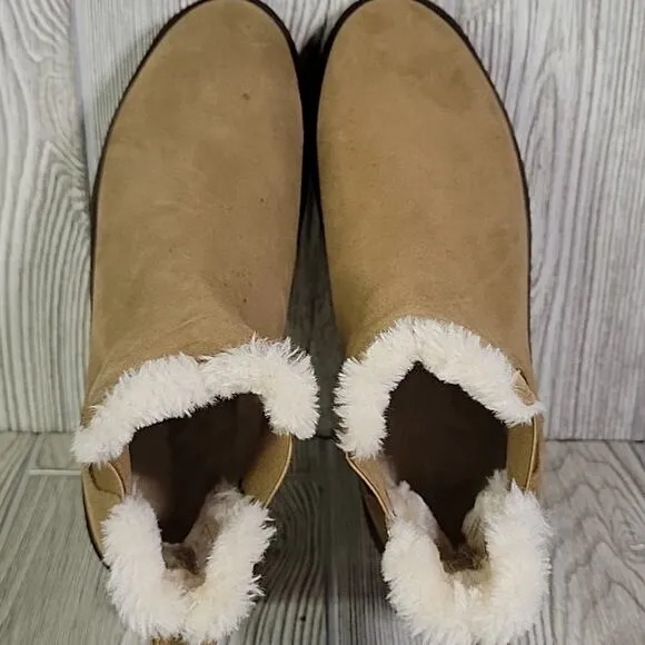 Madewell The Toasty Chelsea Pull On Boots Tan Suede Leather Womens Size 8