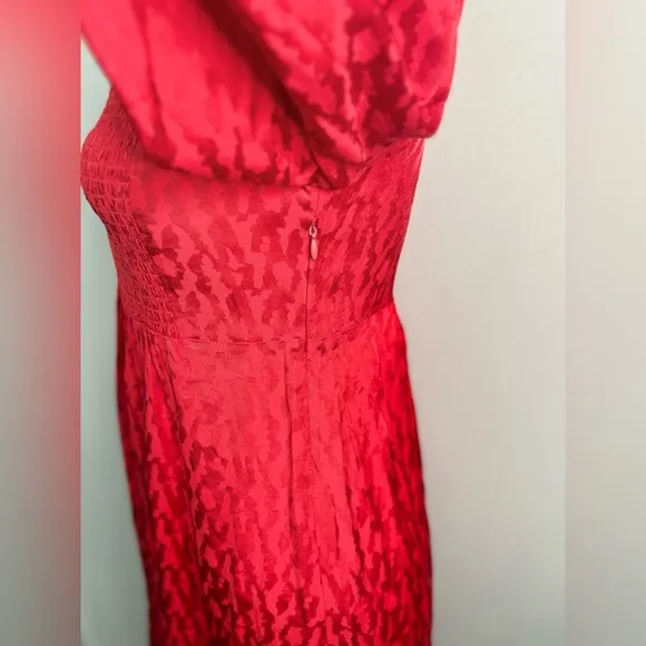Maje RIMINE JACQUARD LONG SLEEVE A-LINE DRESS IN RED size 1 ( S)