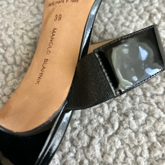 Manolo Blahnik Black Patent Leather Women's Heels