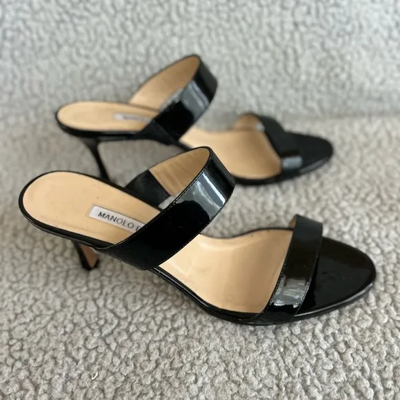 Manolo Blahnik Black Patent Leather Women's Heels