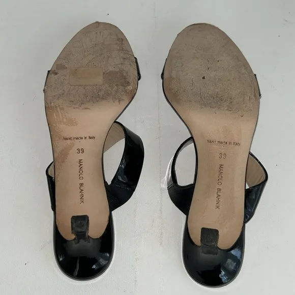 MANOLO BLAHNIK double strap patent heels