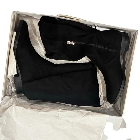 Marc Fisher Faux Suede Jet 2 OTK Over the Knee Boots Black Size 8.5 W NWB