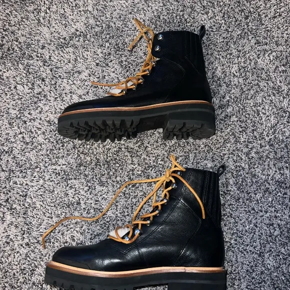Marc Fisher Izzie genuine shearling lace up boots
