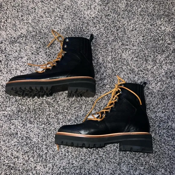 Marc Fisher Izzie genuine shearling lace up boots