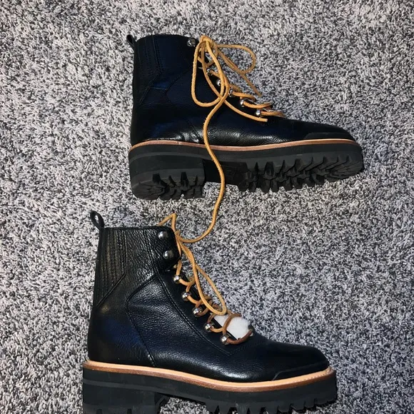 Marc Fisher Izzie genuine shearling lace up boots