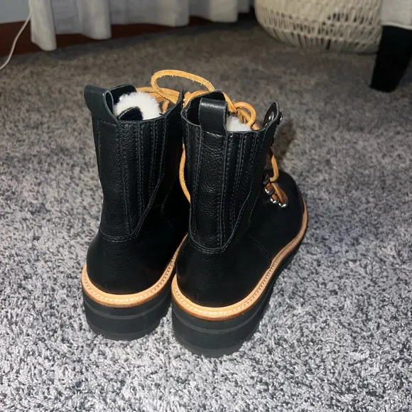 Marc Fisher Izzie genuine shearling lace up boots